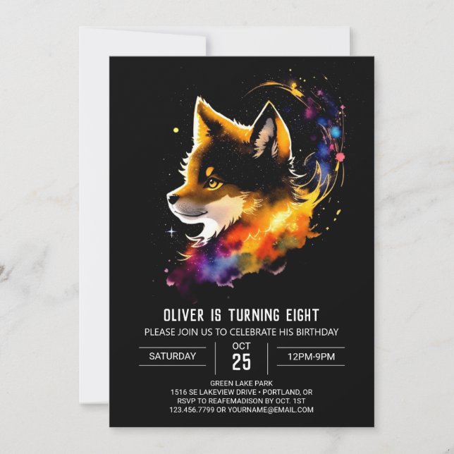 Invitación El encantado cumpleaños de Wolf Cub (Anverso)