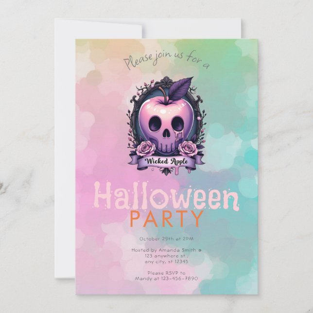 Invitación El envenenamiento de Apple inicuo de la fiesta de  (Anverso)