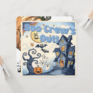 Invitación ¡El equipo Boo está fuera! Ilustración vintage de