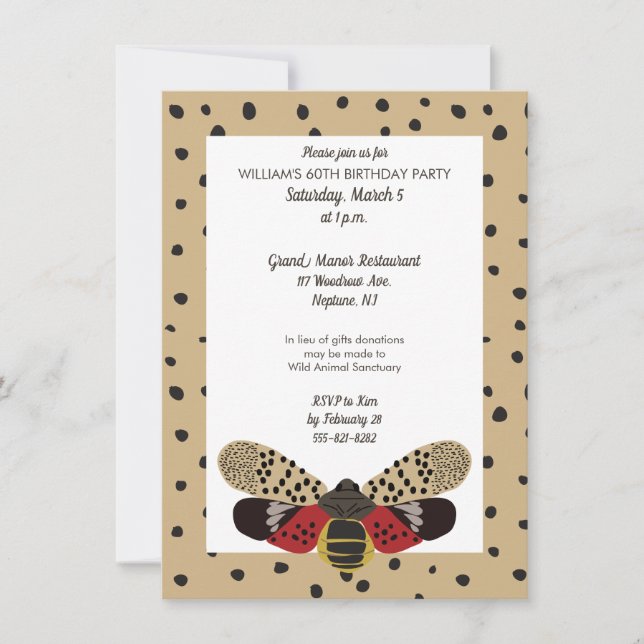 Invitación El error de la lanternfly visto personalizado (Anverso)