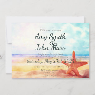 Invitación El Escenario Acuático De La Playa Con Starfish