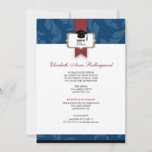 Invitación El escudo de la cinta encrespa la graduación del