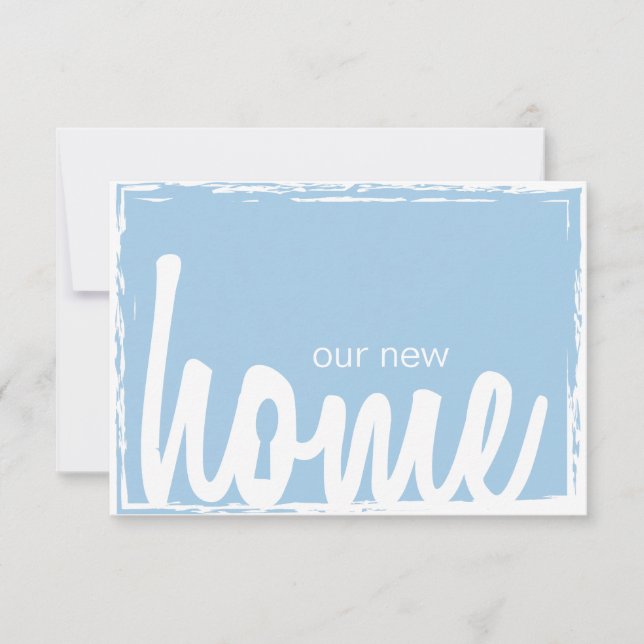 Invitación El estreno de una casa casero azul y blanco del (Anverso)