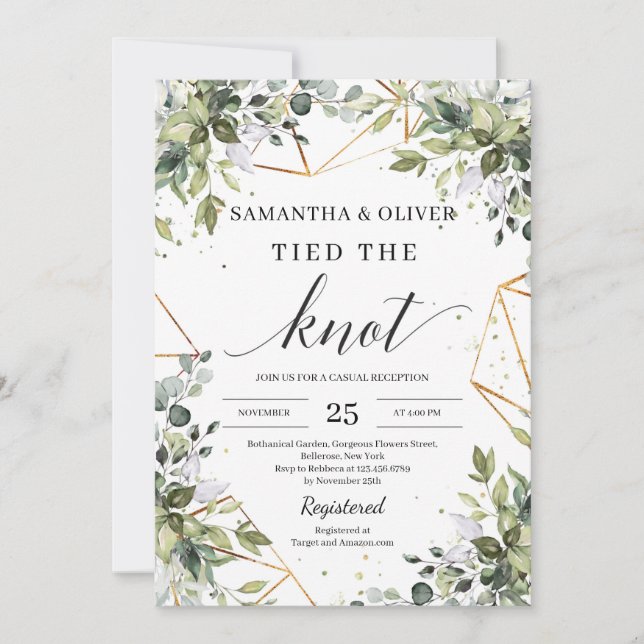 Invitación El eucalipto boho verde de moda ató el nudo (Anverso)