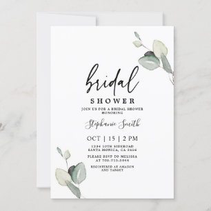Invitación El eucalipto Minimalista sale de la ducha de novia