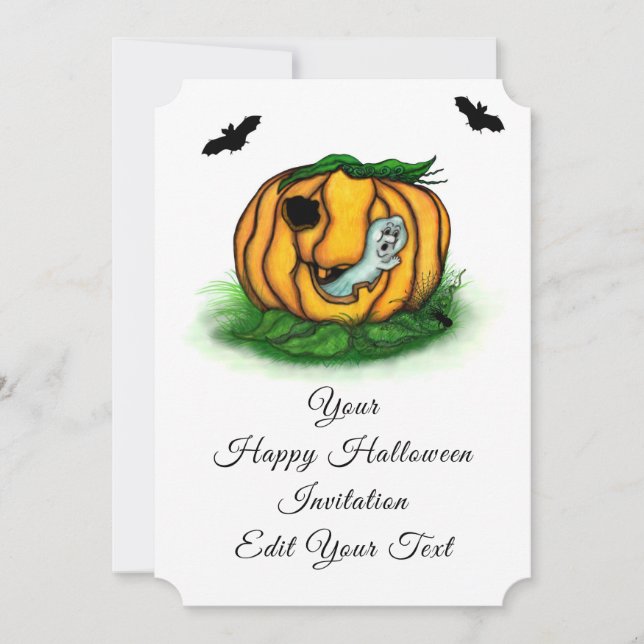 Invitación El fantasma de Halloween , Bat , Ghost y Spider (Anverso)