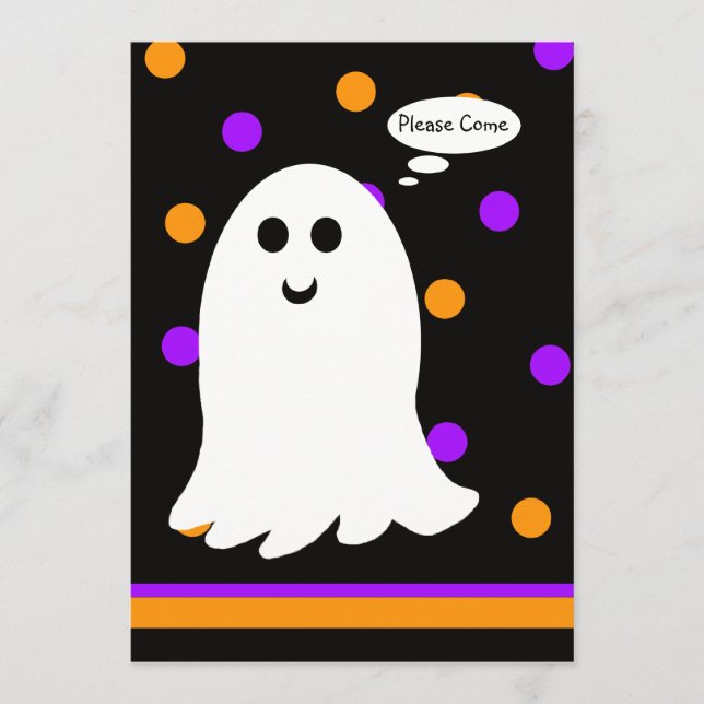 Invitación El fantasma de la fiesta de cumpleaños de Hallowee (Anverso)