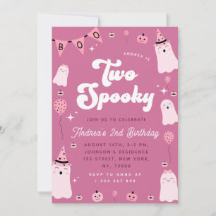 Invitación El fantasma rosado Groovy Dos Chicas espeluznantes