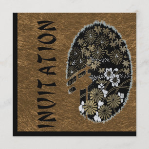 Invitación El Fiesta asiático del Tea Garden el oro y el negr