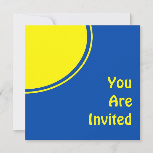 Invitación El fiesta azul brillante de la MOD del amarillo (Anverso)