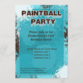 Invitación El fiesta azul de Paintball invita