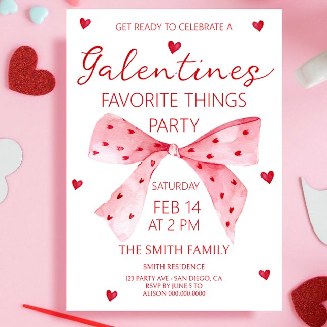 Invitación El fiesta Bow de Galentine (Subido por el creador)