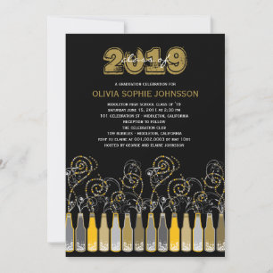 Invitación El fiesta burbujeante de la foto de la graduación