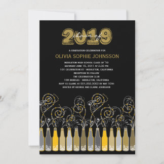 Invitación El fiesta burbujeante de la foto de la graduación