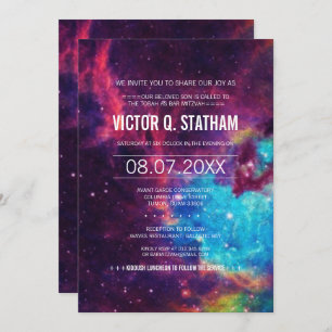 Invitación El fiesta colorido de Mitzvah de la barra de la