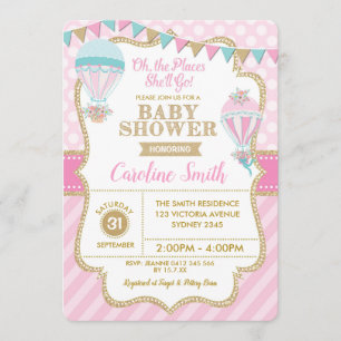 Invitación El fiesta de Baby Shower del chica del globo del