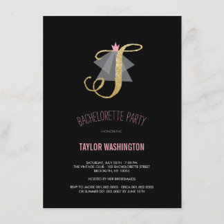 Invitación El fiesta de Bachelorette del purpurina del oro
