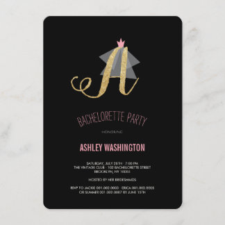 Invitación El fiesta de Bachelorette del purpurina del oro