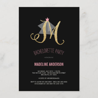 Invitación El fiesta de Bachelorette del purpurina del oro
