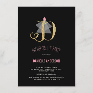 Invitación El fiesta de Bachelorette del purpurina del oro