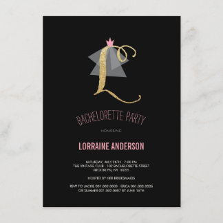 Invitación El fiesta de Bachelorette del purpurina del oro