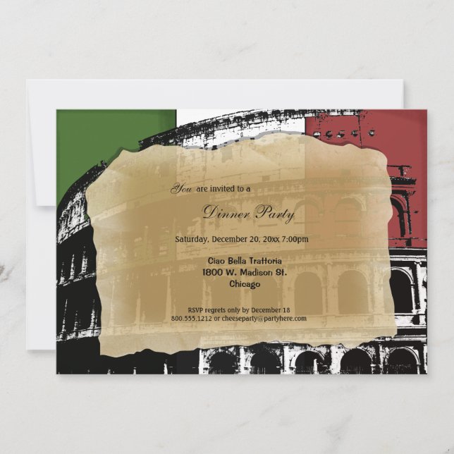 Invitación El fiesta de cena romano contemporáneo del coliseo (Anverso)