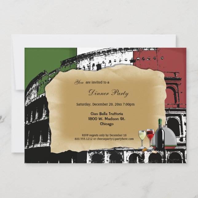 Invitación El fiesta de cena romano de moda del coliseo (Anverso)