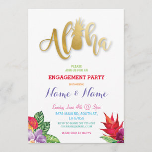 Invitación El fiesta de compromiso floral de la hawaiana