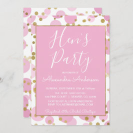 Invitación El Fiesta de Confetti Hen, rosa y Relieve metaliza