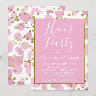 Invitación El Fiesta de Confetti Hen, rosa y Relieve metaliza