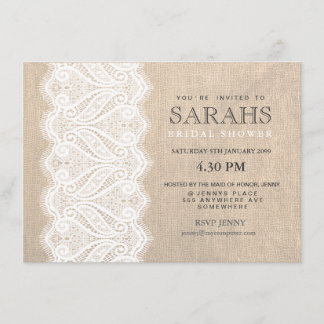 Invitación El fiesta de ducha nupcial blanco del cordón y de