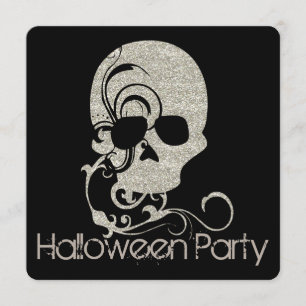 Invitación El fiesta de Halloween de la mirada del purpurina