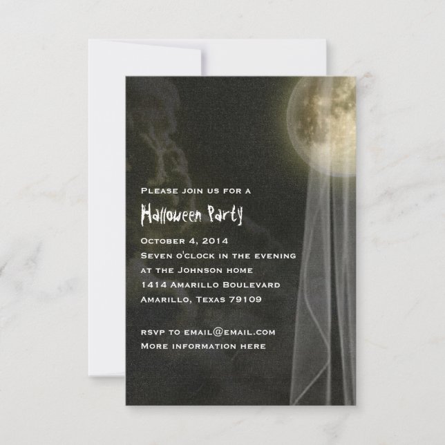 Invitación El fiesta de Halloween de la noche del negro de la (Anverso)