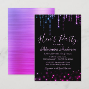 Invitación El Fiesta de Hen púrpura y Rosa
