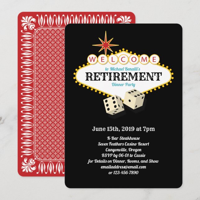 Invitación El Fiesta de Jubilación de las Vegas Negro (Anverso / Reverso)