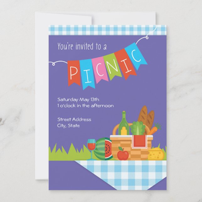 Invitación El fiesta de la comida campestre invita (Anverso)