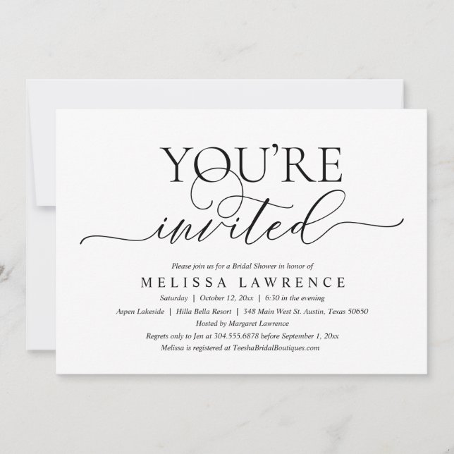 Invitación El Fiesta De La Ducha Bridal Es Invitado Y Moderno (Anverso)
