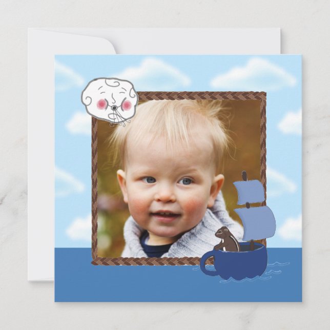 Invitación El fiesta de la foto de la navegación del niño de (Anverso)