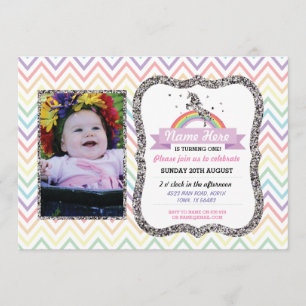 Invitación El fiesta de la foto del cumpleaños del unicornio