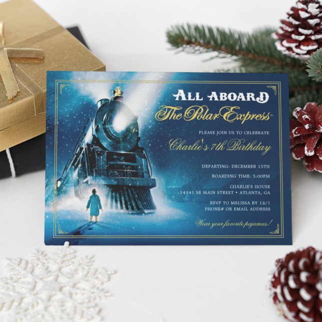 Invitación El Fiesta de la madera de pajama Polar Express (Subido por el creador)