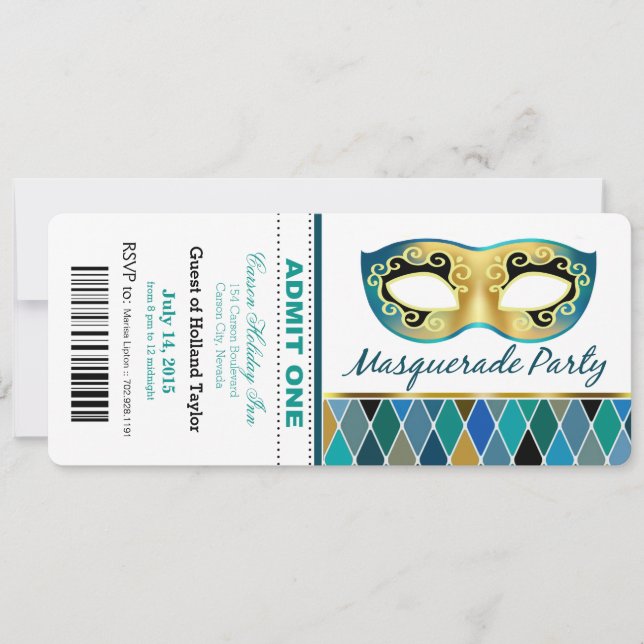Invitación El fiesta de la mascarada admite un trullo del (Anverso)