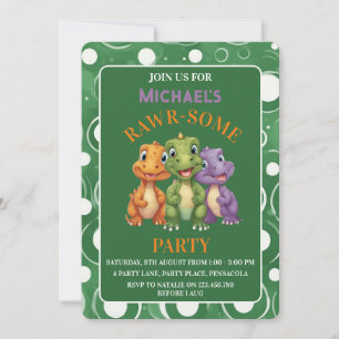 Invitación El Fiesta de los dinosaurios bebé adorables