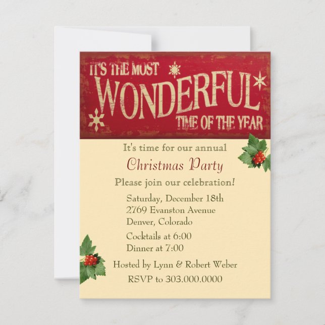 Invitación El Fiesta de los Navidades del tiempo más maravill (Anverso)