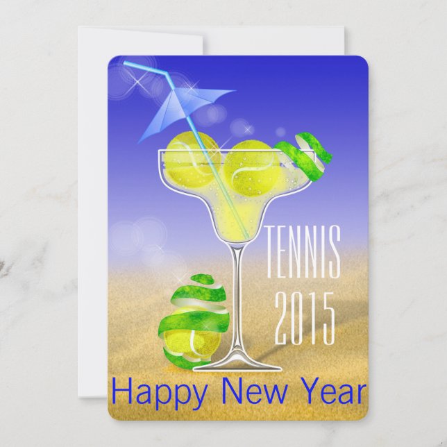 Invitación El fiesta del Año Nuevo de Margarita del tenis (Anverso)