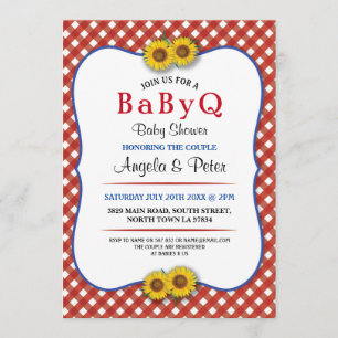 Invitación El fiesta del Bbq de BABYQ Baby Shower junta rojo