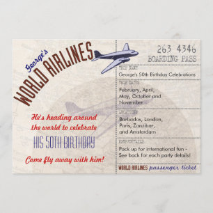 Invitación El fiesta del billete de avión invita a las fechas