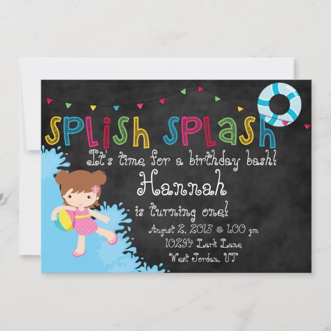 Invitación El fiesta del chapoteo de Splish invita (Anverso)