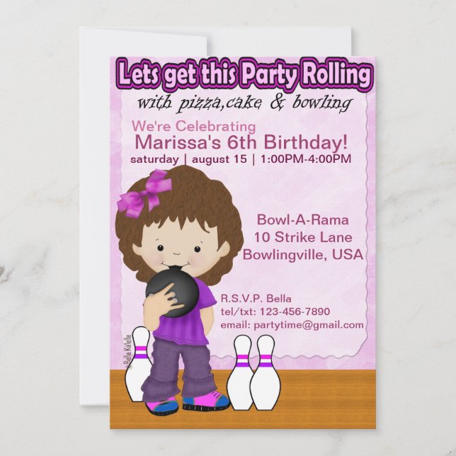 Invitación El fiesta del chica de los bolos invita (Anverso)