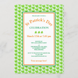 Invitación El Fiesta del Día de San Patricio, el Naranja Verd