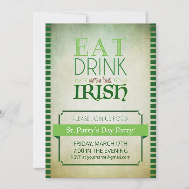 Invitación El fiesta del día del St Patricks invita (Anverso)